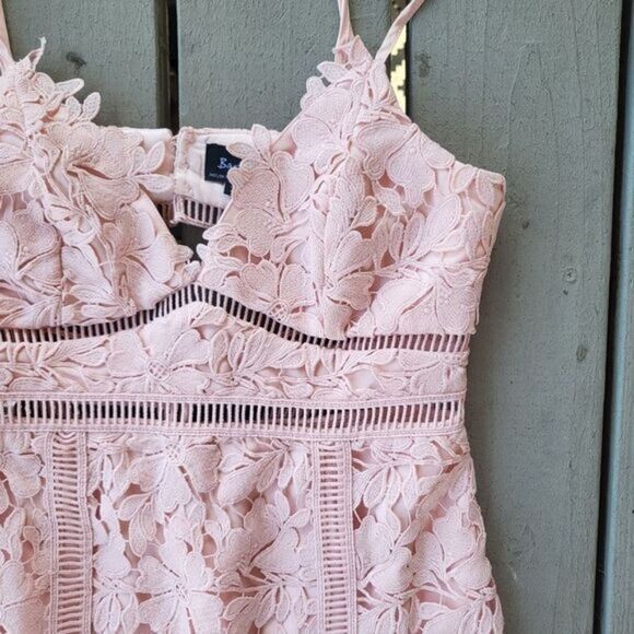 Bardot Botanica Lace Cutout‎ Midi Dress Floral Lace Sheath Blush Pink 6 Cocktail - Picture 4 of 9